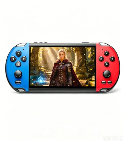 HLF Multi-Function 5.1 Inch Video Game Console Built-in 4000 Retro Games Portable Handheld Support Arcade MAME Multiple Emulator Games Archiveable MP3/4 E-Book Men/Kids (Bluered)