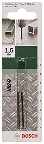 Bosch Accessories 2609255001 Set de 2 Forets à métaux laminés HSS-R DIN 338, Argent, Longueur 40 mm Diamètre 1,5 mm