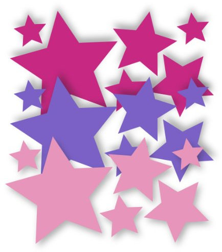 30 Stück selbstklebende Sterne Wandtattoo Autoaufkleber, Mix-Set Pink, rosa Fensterbild Kinderzimmer Mädchen