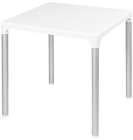 Bistrotisch Bella Gartentisch Balkontisch Esstisch Kunststofftisch Alu Tischbeine weiss oder grau (Weiß)
