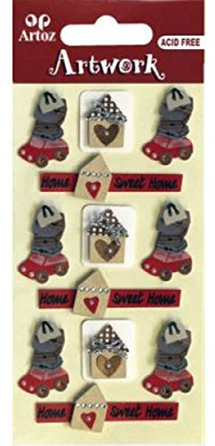 Artoz Artwork 3D Motiv-Sticker 185590-122,Umzug, mit Text Home Sweet Home, teilweise mit Strass-Steinchen und Halbperlen verziert