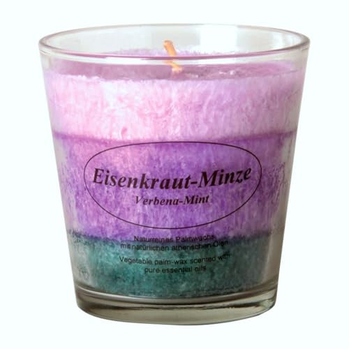 Bütic GmbH 3-farbige Stearin Duftkerzen im Glas, Duft:Eisenkraut-Minze
