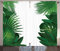 ABAKUHAUS hawaiisch Rustikaler Gardine, Tropical exotische Palmen, Schlafzimmer Kräuselband Vorhang mit Schlaufen und Haken, 280 x 245 cm, Grün Weiß