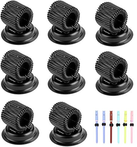 BSTKEY 8 Pcs Magnetic Pen Pencil Holders with Adjustable Spring Loop, Removable Stainless Steel Clip, Fit Any Size Pens Markers Use in Home Office Refrigerator, Whiteboard, Black