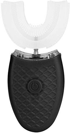 Elektrische Zahnbürste in U-Form, U-förmige Zahnbürste, Haushalts-Zahnbürste, USB-Ladezahnbürste aus Silikon, 360 ° Mundreinigung (schwarz)