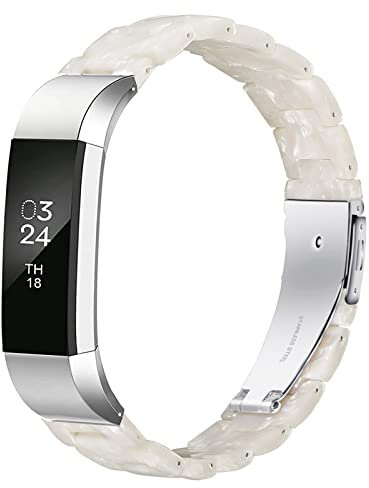 LAREDTREE Uhrenarmband kompatibel mit Fitbit Alta/Fitbit Alta HR, Ersatzarmband für Damen und Herren, dünnes, leichtes Harzarmband, wasserdicht, für Fitbit Alta-Zubehör (Perlweiß)