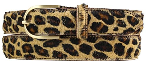BELTINGER Hochwertiger Fell-Ledergürtel 3 cm | Kuh-Ledergürtel für Damen 30mm | Fell-Gürtel mit goldener Dornschließe