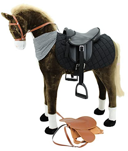 Sweety Toys 14149 Stehpferd mit Reitsattel, Braun,schwarz