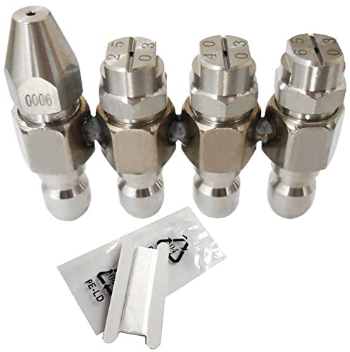 4 Embouts de Buse d'eau 030,Lavage Embouts de buse de pulvérisation pour Nettoyeur Haute Pression,1/4 connexion rapide 4 embouts (0°/25°/40°/65°)