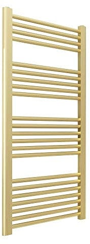 500mm (w) X 1200mm (h) Straight Brushed Brass Heated Towel Rail Bathroom Ladder Radiator