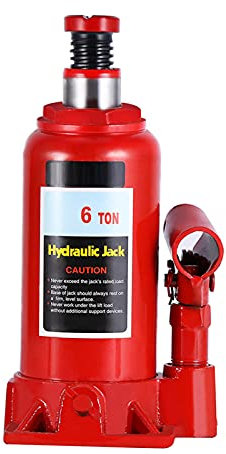 Cric hydraulique 6T, Cric Hydraulique Bouteille 6T avec Structure en métal Robuste Cric de Bouteille hydraulique Cric élévateur pour Voiture camionnette Caravane 18-35cm