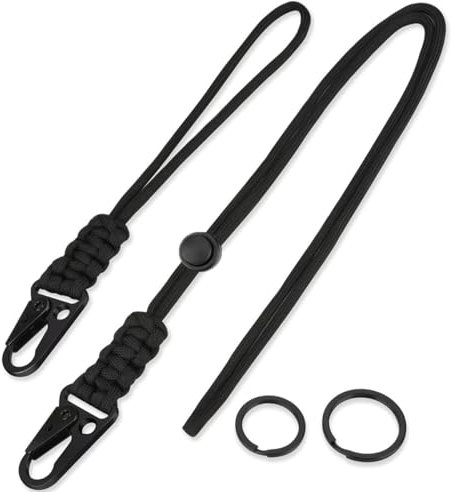 HONZUEN 2 Stk Paracord Lanyard Schlüsselanhänger, Neck Lanyard Strip, Kartenhalter Ausweis, für ID Badge Holder, Schlüsselanhänger Umhängeband, Schlüsselanhänger Karabiner, Umhängeband Zugband Schwarz
