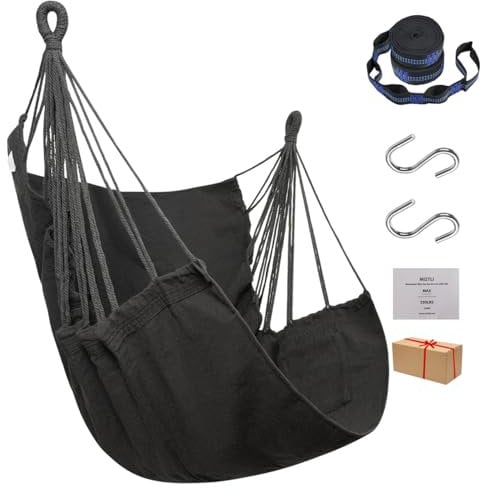 Miztli Hängesessel Hängeschaukel für Schlafzimmer, Hängeschaukel mit Tasche, max. 150 kg, für drinnen und draußen, keine Kissen, keine Spreizstange