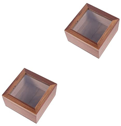 Zerodeko Glasbehälter 2 Stück Fensterbox Terrarien Acryl-Organizer Holz-Serviertablett Brotkasten-Behälter Dekorative Kleinigkeiten Heim-Organizer Schreibtisch-Organizer Ohrring-Box