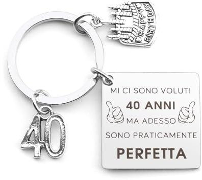 QONCV Regalo Compleanno, Portachiavi Compleanno, 40 Anni Donna 40 Anni Uomo Regali