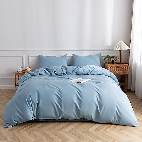 TazmKezm Hellblaues Bettwäsche-Set für King-Size-Betten