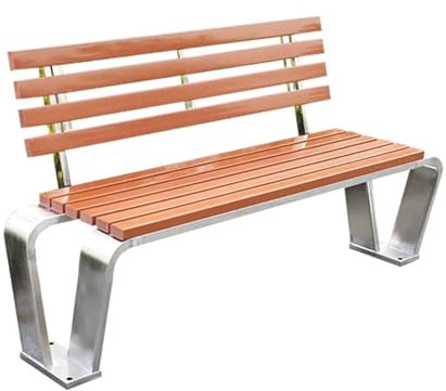 KCTOT Outdoor-Gartenbank aus Edelstahl, V-förmige Basis, 2-Sitzer-Bankstuhl, Metallbänke, robuste Parkbank aus Stahl, for Hof, Rasen, Veranda