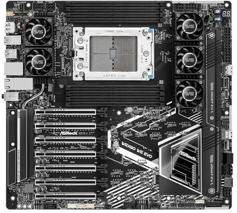 ASROCK WRX90 WS EVO, Workstation, AMD WRX90, sTR5, EEB, 8 DDR5 ECC, Dual 10G LAN, SlimSAS, MCIO, 7X PCIe5 x16, 2X M.2