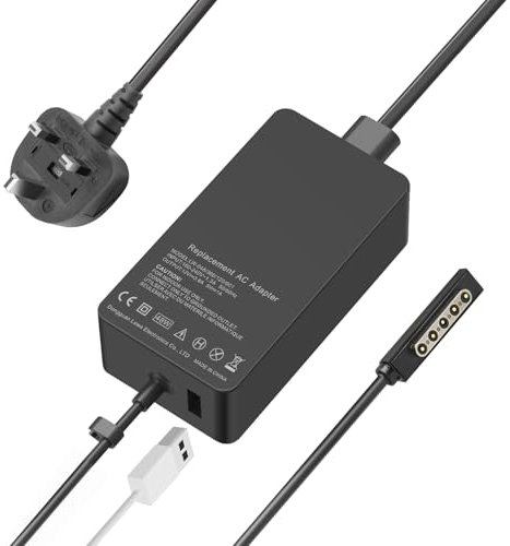LabTEC Surface Pro Charging Cable & Charger for Microsoft Surface Pro 1, 2, RT - 48W 12V 3.58A with USB Connector
