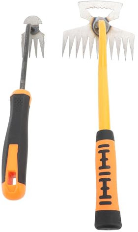 Sunicon 2 Pcs DéSherbeur De Jardin, 4 Dents Et 11 Dents Pointues Outil De DéSherbage Manuel Portable en Acier Inoxydable Pelle à Verger De LéGumes avec PoignéE