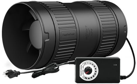 FanGoFast 4 Inch Inline Duct Fan 130CFM Airflow with Stepless Speed Control Low Noise Energy Saving Ventilation Booster Fan for Grow Tents,Workshops,Basements