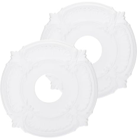 PATIKIL Ceiling Medallion, 2 Pcs 12 OD x 3.43 ID PU Decorative Ceiling Light Medallion Chandelier Medallion Classical Ceiling Light Cover Plate for Ceiling Light Fixtures Fans, White
