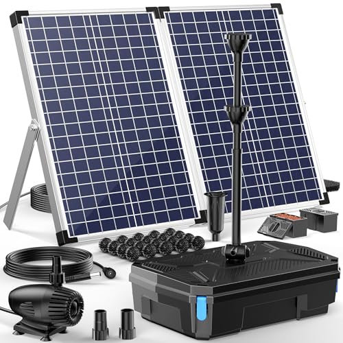 Biling Kit complet de filtre solaire de bassin avec pompe - 70 W 2500 l/h - Pompe solaire de bassin avec filtre pour bassins et bols jusqu'à 4000 l - Fontaine solaire décorative pour extérieur, jardin