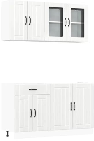 vidaXL 4-TLG. Küchenschrank-Set Lucca Hochglanz-Weiß Holzwerkstoff