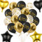 Prüfung Bestanden Deko Luftballons Set - 40 Stück Abschluss Graduation Dekoration Ballons, Luftballon Stern Herz Folienballon für Abitur Bachelor Abschlussfeier (Schwarz Gold)