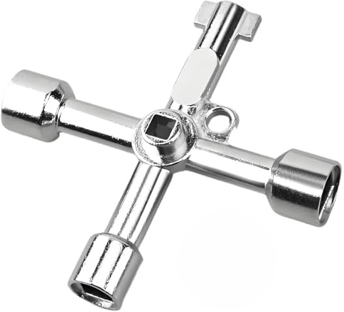 4 Wege Multifunktionsschlüssel,4 Wege Multifunktionale Utilities Schlüssel, Vierkantschlüssel,Schaltschrankschlüssel,Vierkantschlüssel Wasserhahn,4 kant schlüssel für Elektrische Wasser Gas Meter Box