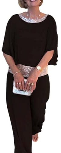 Zweiteiliges Set Hosenanzüge Mutter der Braut Dressy Hochzeitsgast Chiffon Flowy Elegante Frauen Formelle Outfits