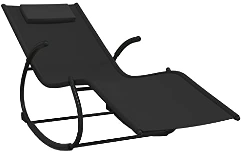 Mhdvray Schaukelliege Schwarz 164x61x73 cm Gartenliege aus Stahl & Textilene Modernes Design Robustes Gestell & Atmungsaktives Mesh für Garten Terrasse Balkon Camping und Outdoor Entspannung