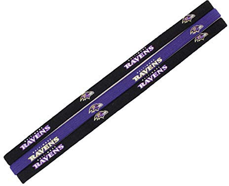 NFL Elastisches Stirnband, Herren, NFL Elastic Headband, Set of Three, Baltimore Ravens, One Size Fits Most Fans