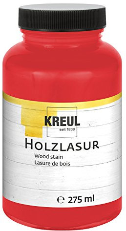KREUL 78206 - Farbintensive Acryl Holzlasur, 275 ml Kunststoffglas in cherry, für unbehandeltes, natürliches Holz und saugende Naturpapiere, fließend - flüssige Farbe auf Wasserbasis