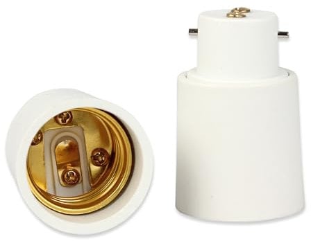 Adaptateur de Douille B22 vers E27 - Lot de 2 - Convertit le Culot de l'Ampoule de Baillonette en Vis - Normes CE RoHS - Supporte 100 W - Plastique PBT - FISHTEC