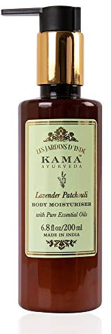 Kama Ayurveda Lavender Patchouli Body Moisturiser mit reinen ätherischen Ölen von Lavendel und Patchouli, 200 ml