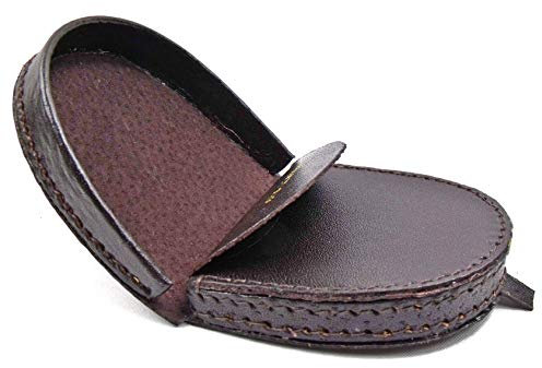 Mens Real Leather Coin Tray Purse LARGE 8cm x 9cm Coins Pouch Wallet (Dark Brown)