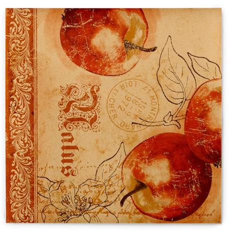Mank GmbH Airlaid Servietten 40x40 cm Premium Einweg-Serviette stoffähnlich und saugstark perfekt für Herbstfeste & Partys 50 Stück Malus