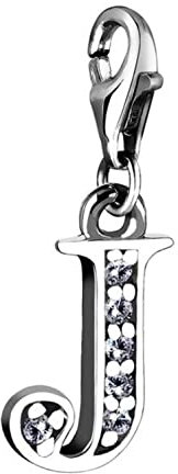 Nenalina Buchstabe J Karabiner Charm Anhänger für Bettelarmband aus 925 Sterling Silber 712710-019