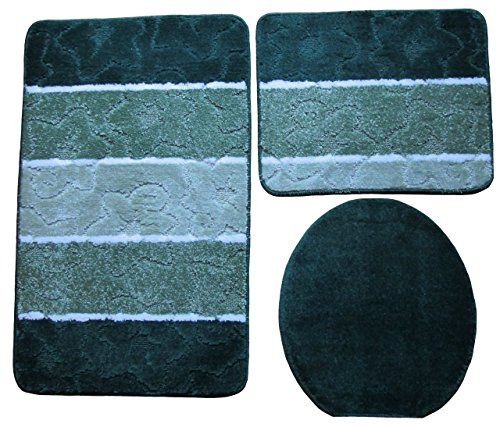 Orion Badgarnitur 3 TLG. Set 60x100 cm Mehrfarbig gestreift. WC Vorleger ohne Ausschnitt für Hänge-WC (grün Pistazie)