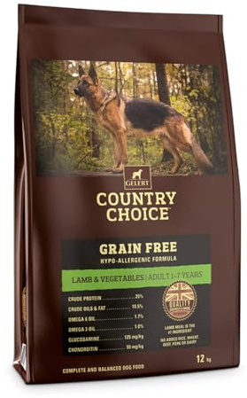 Gelert Country Choice Grain Free Lamb and Veg Adult Dry Dog Food, Chicken, 12.14 kg, clear