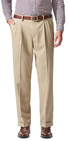 Dockers Men's Relaxed Fit Comfort Khaki Pants - Pleated, British Khaki, 36W x 30L