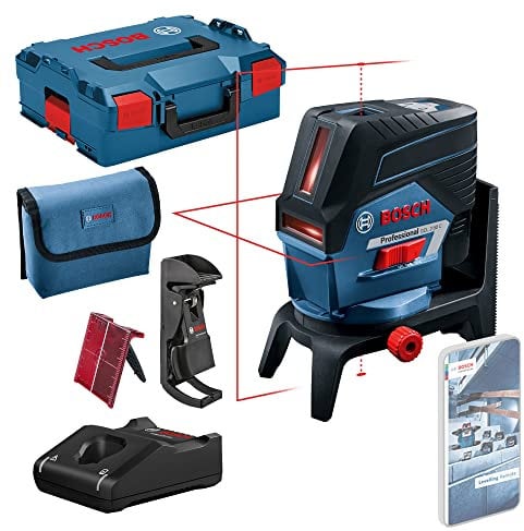 Bosch Professional 12V System Kreuzlinienlaser GCL 2-50 C (1x Akku 12V + Ladegerät, roter Laser, Innenbereich, mit App-Funktion, Halterung, Klammer, Arbeitsbereich: bis 20 m, in L-BOXX)