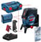 Bosch Professional 12V System Kreuzlinienlaser GCL 2-50 C (1x Akku 12V + Ladegerät, roter Laser, Innenbereich, mit App-Funktion, Halterung, Klammer, Arbeitsbereich: bis 20 m, in L-BOXX)