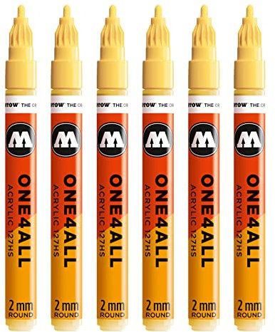 Molotow One4All 127HS Acryl Marker (2,0 mm Strichstärke, hochdeckend und permanent, UV-beständig, für fast alle Untergründe) 6 Stück Farbe 115 vanill pastell