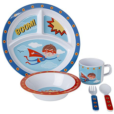Premier Housewares 1206330 Mimo Kids Rupert Dinner Set 5 Piece, Melamine, Multi-Colour, 11 x 32 x 29 cm