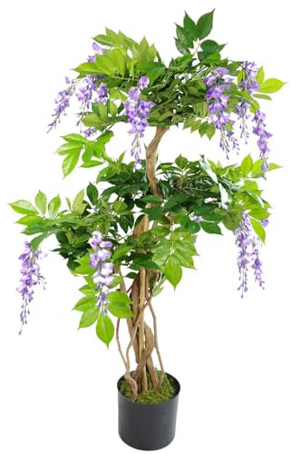 Leaf Design UK Realistic Artificial Wisteria Tree, Mixed Materials, Purple, 110cm