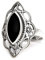 Windalf Mittelalter Ring LÚNA h: 2.2 cm Elfennacht Schwarzer Onyx Hochwertiges Silber (Silber, 64 (20.4))
