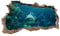 3D Wandtattoo Mauerloch Wandsticker Wandaufkleber Durchbruch Tiere selbstklebend H 60 x B 100 Schlafzimmer Wohnzimmer (WL40 Hai)