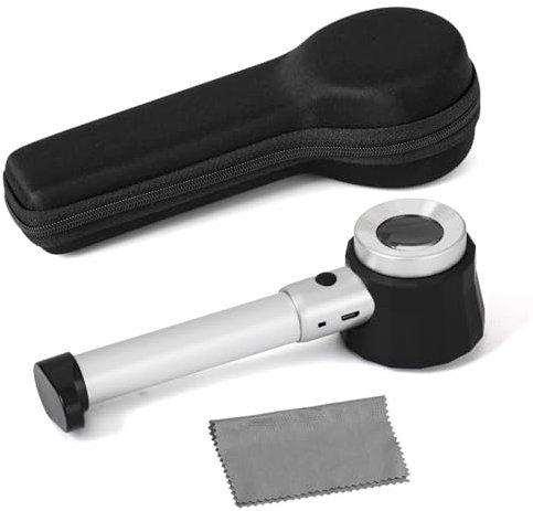 10-fache integrierte LED-beleuchtete optische Glaslupe mit Messskala, Schmuck-Identifikation, Dokumenten-Identifikation